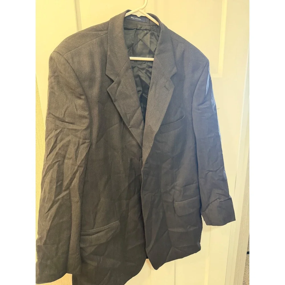 Mens 100% Wool 3-Button Blazer Jacket Made in Canada Charcoal Grey 44 T L004503D